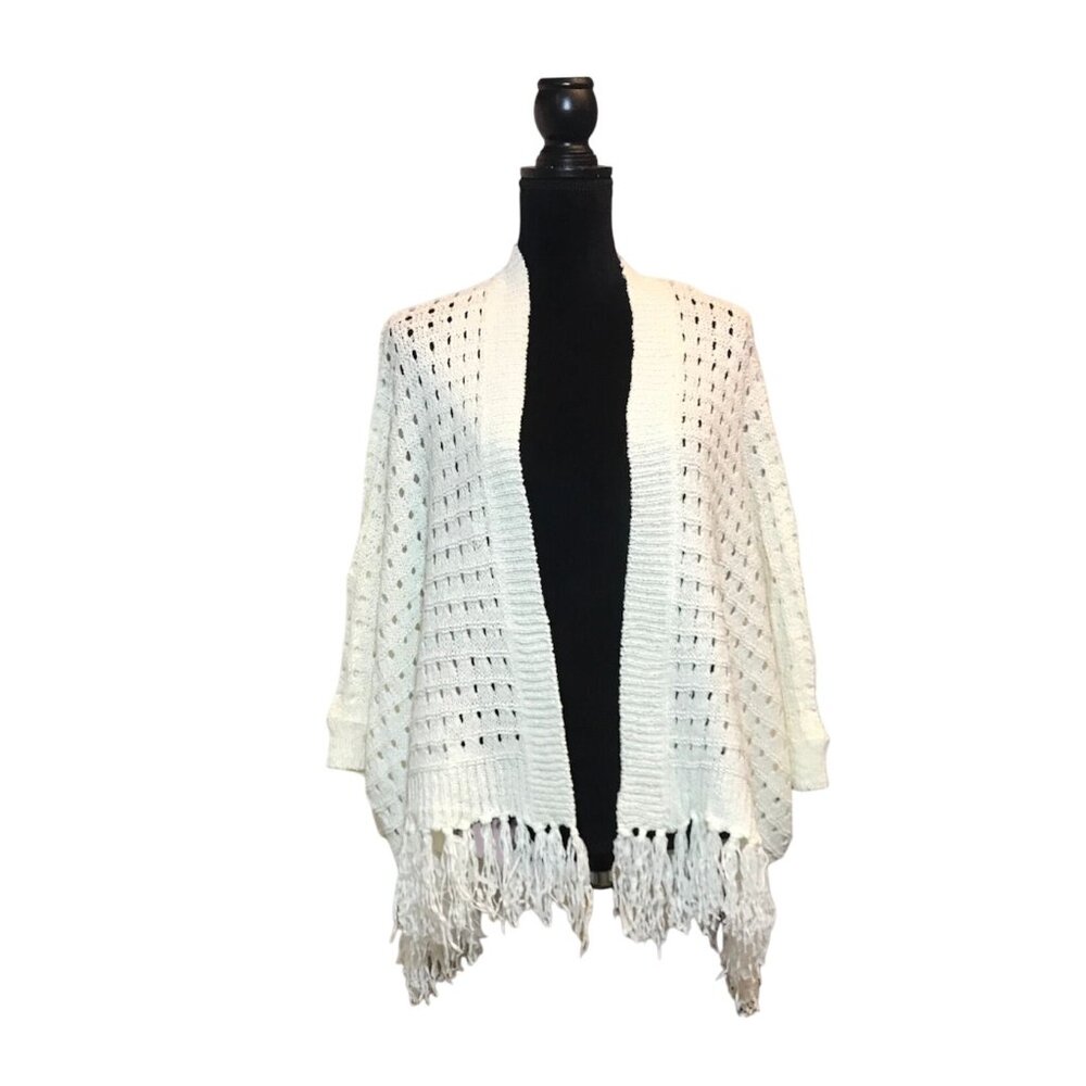 Bishop + Young Aztec Fringe Shawl in Ivory - Size S/M - New